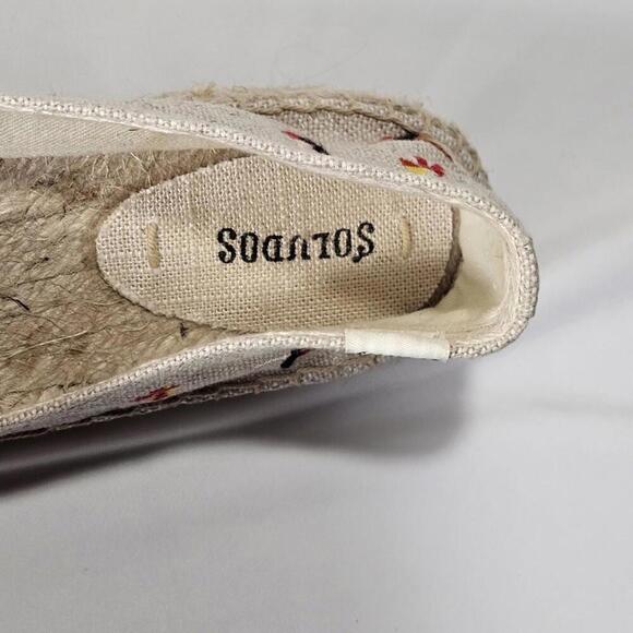 Soludos Embroidered Swimmers Ibiza Mules Tan Flat Canvas Slip On Womens Size 9.5 - Picture 2 of 11